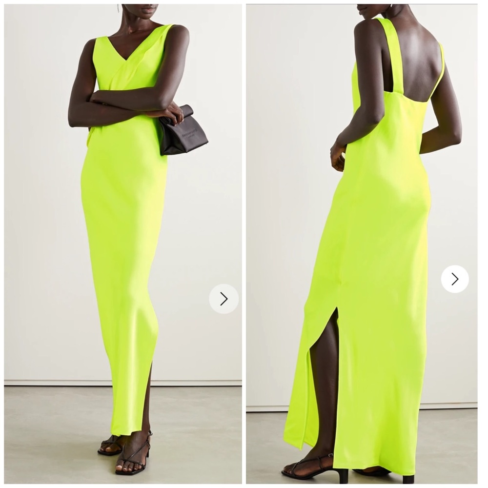 Helmut Lang neon yellow maxi slip dress